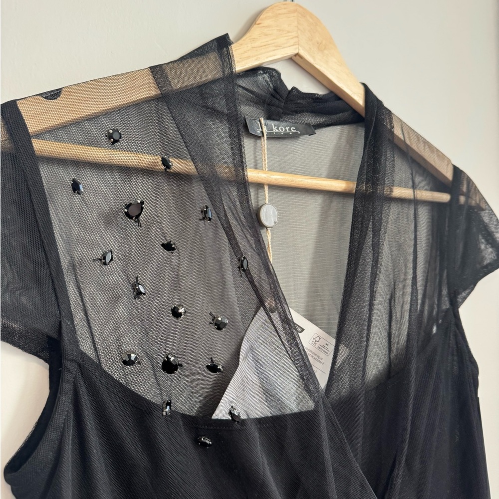 Black Midi Dress La Kore Milano with details NWT